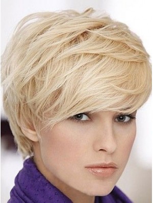 Blonde courte ligne droite Boycuts capless perruque boutique en ligne