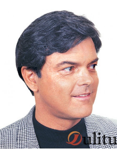 Toupee Homme UK Avec Style Monofilament Synthétique Courte Longueur Droite