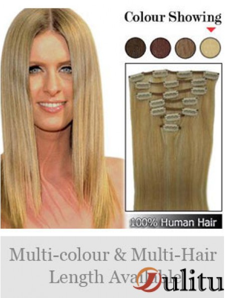 Élégante pince à cheveux humains blonde remy droite dans les extensions de cheveux