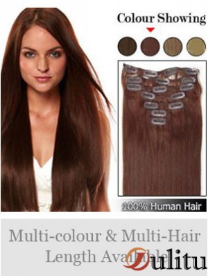 Coiffures Auburn Straight Remy Hair Clip dans les extensions de cheveux