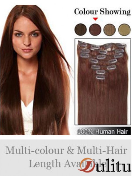 Coiffures Auburn Straight Remy Hair Clip dans les extensions de cheveux