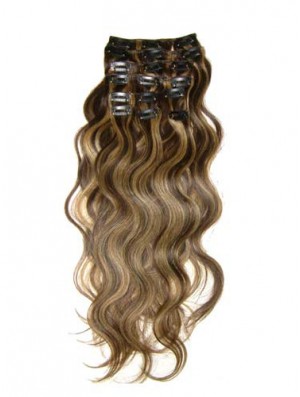 Clip dans les extensions de cheveux avec une couleur brune style remy ondulé