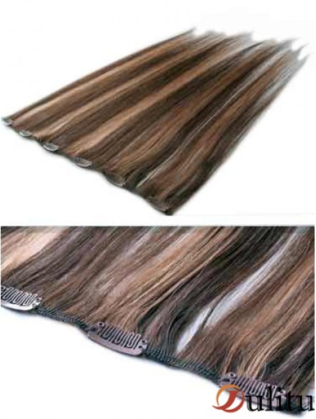 Clip de cheveux humains remy droit de haute qualité brun dans les extensions de cheveux