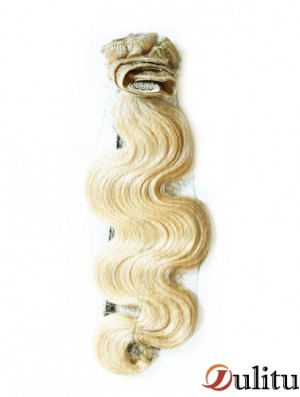 Pince à cheveux humains ondulée blonde élégante Remy dans les extensions de cheveux