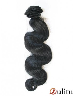 Bande ondulée noire de cheveux de Remy de style ondulé dans des prolongements de cheveux