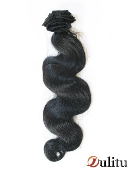 Bande ondulée noire de cheveux de Remy de style ondulé dans des prolongements de cheveux
