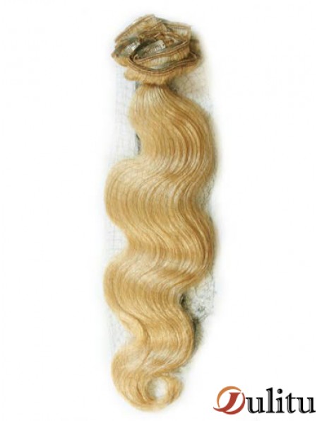 Bande de cheveux humains remy magnifique ondulée blonde dans les extensions de cheveux
