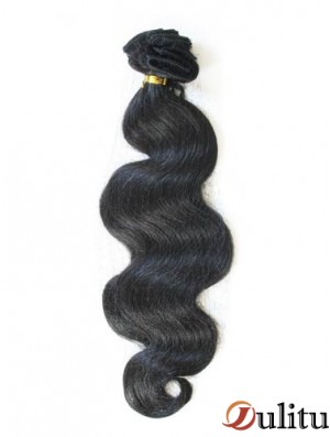 Ruban dans les extensions de cheveux avec un style ondulé de couleur noire Remy