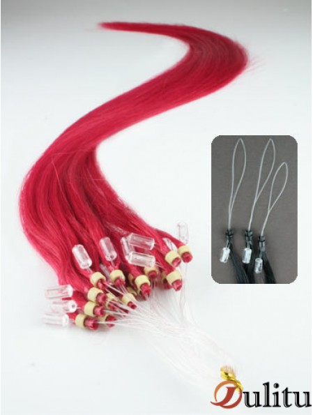 Extensions de cheveux d'anneau de boucle micro droite rouge de mode