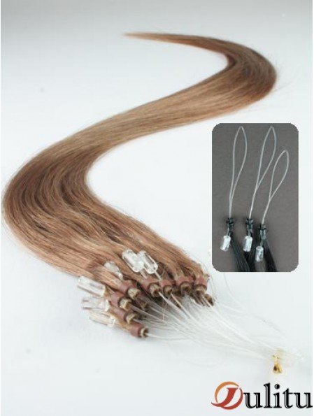 Les extensions de cheveux d'anneau de micro-boucle droite marron les moins chères