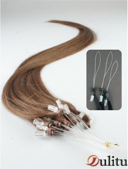 Extensions de cheveux d'anneau de micro boucle droite marron