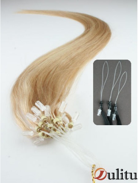 Superbes extensions de cheveux d'anneau de boucle micro blonde droite