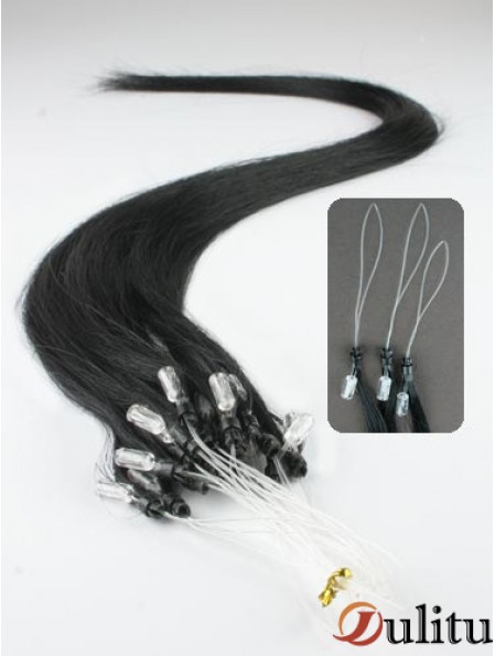 Prolongements de cheveux d'anneau de boucle micro droit noir à la mode