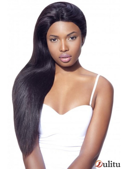 Frontales noires longues en dentelle droite