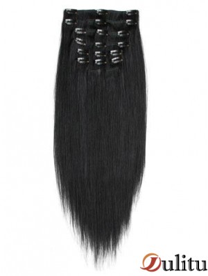 No-Fuss Black Remy Straight Hair Clip dans les extensions de cheveux