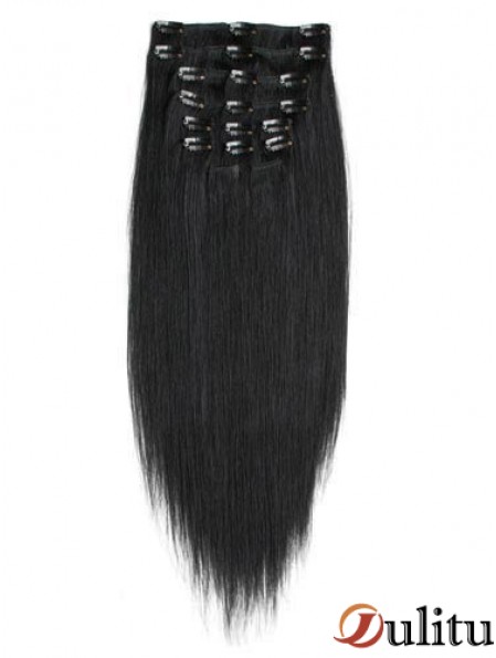 No-Fuss Black Remy Straight Hair Clip dans les extensions de cheveux
