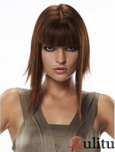 Postiches de cheveux humains Style droit Longue couleur Auburn