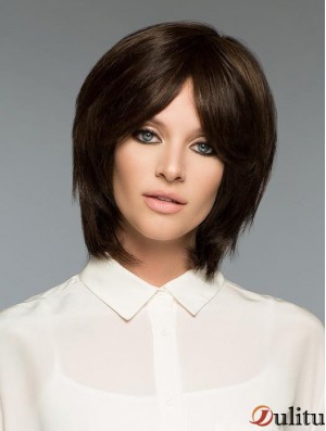 Perruques de cheveux humains remy courtes droites naturelles brunes