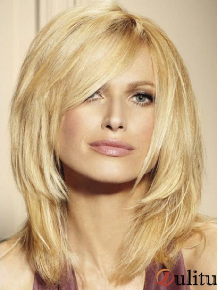 100% perruques de cheveux humains couleur blonde longueur d'épaule coupe en couches