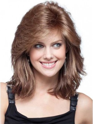 Flexibilité Auburn Wavy épaule Longueur Remy Human Lace Front Mono Perruques