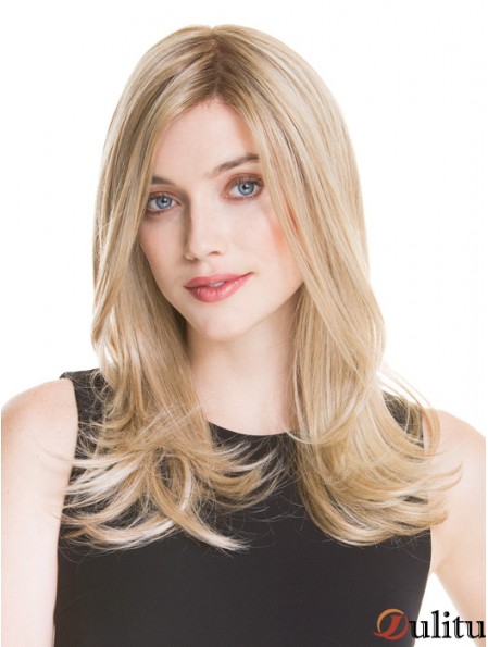 Monofilament longue perruque blonde UK 100% Style droit attaché à la main