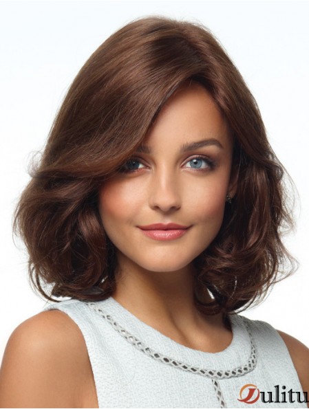 perruque de cheveux humains mi-longue pour femme