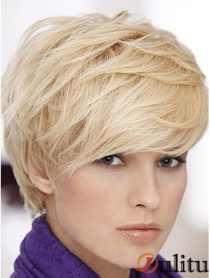 Cheveux humains droits courts avec des coupes courtes sans capuchon