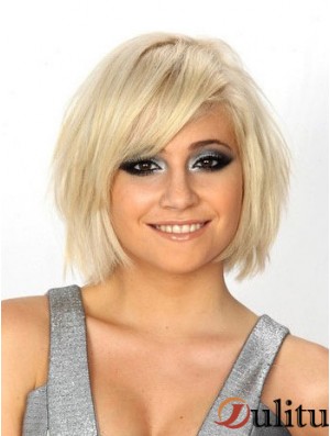 Bob Wigs UK 100% longueur de menton de style droit attaché à la main