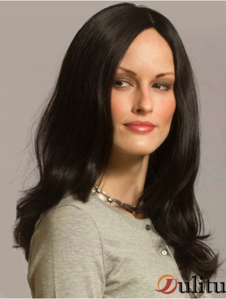 Perruque ondulée avec coupe en couches capless longue couleur noire