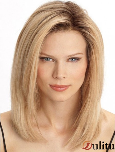 Perruques de cheveux humains monofilament pas cher Vente Longueur de l'épaule de couleur blonde