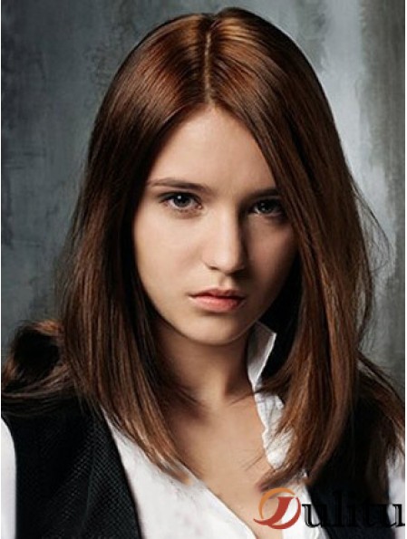 Cheveux droits droits Longueur d'épaule Style droit Couleur Auburn