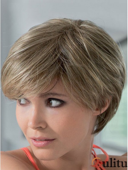 Perruques de cheveux humains mono avec coupe courte avant en dentelle