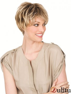 Perruques blondes de cheveux humains avec le style droit de longueur de menton avant de Lacr