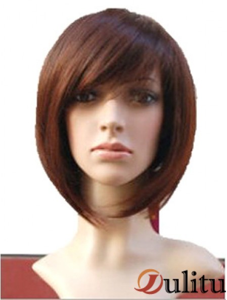 Auburn 10 pouces ondulé court Remy cheveux humains monofilament Bob perruques