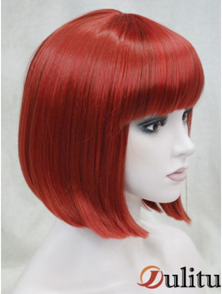 Longueur de menton de perruque avant de dentelle de cheveux humains avec une couleur rouge de frange