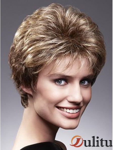 Perruques monofilaments avec coupe classique de couleur marron sur le devant en dentelle
