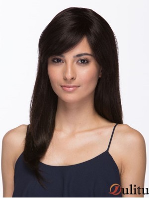 Perruques brésiliennes cheveux longs couleur brune avec une frange
