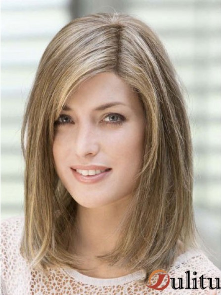 14 pouces de flexibilité blonde avec frange avant de lacet perruques de cheveux humains