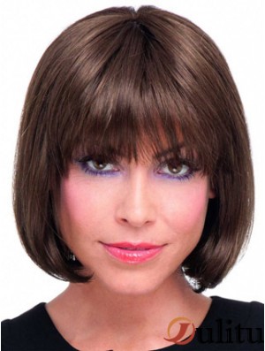 IncLace Frontable Auburn Straight Chin Longueur Remy Perruques en dentelle humaine