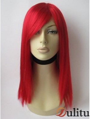 Perruque de cheveux humains rouge avec une longueur d'épaule Coulr rouge