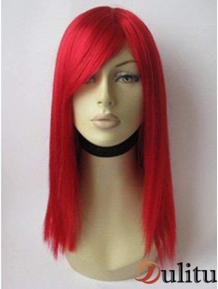 Perruque de cheveux humains rouge avec une longueur d'épaule Coulr rouge