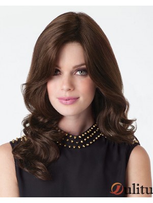 Perruques naturelles couleur brune longue longueur Style ondulé avec capless