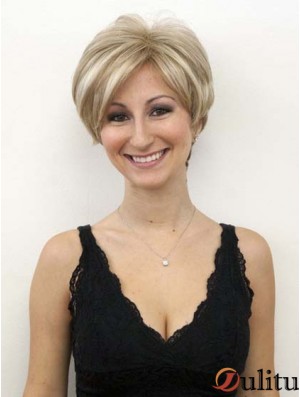 Perruques Blondes Avec Dentelle Avant Mono Style Ondulé Courte Longueur Bob Perruques de cheveux humains
