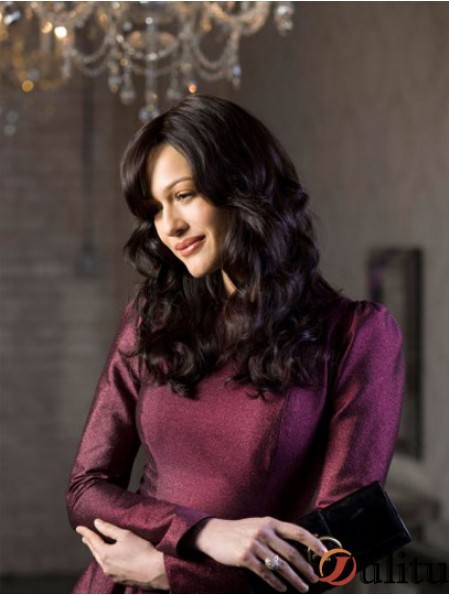 Full Lace Long Auburn Wavy Remy 14 pouces perruques pour femmes
