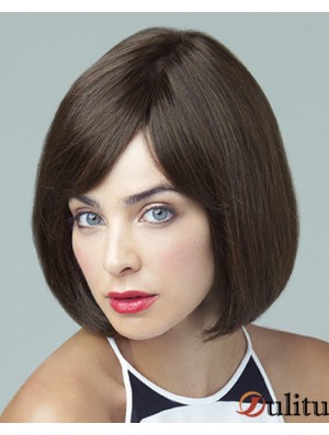 Perruques de monofilament de 10 pouces à large capuchon Remy Human Brown Bobs