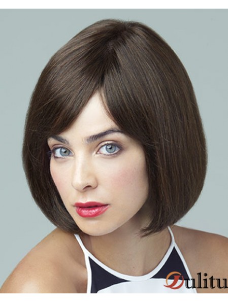 Perruques de monofilament de 10 pouces à large capuchon Remy Human Brown Bobs