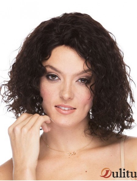 Cheveux brésiliens bouclés Longueur d'épaule de couleur brune