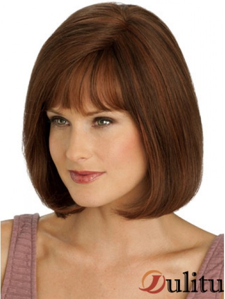 Vraies longues perruques de cheveux de Bob avec la couleur Auburn de style droit monofilament