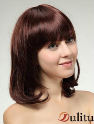 Perruques de Bob de longueur d'épaule avec le style droit Remy capless Auburn couleur