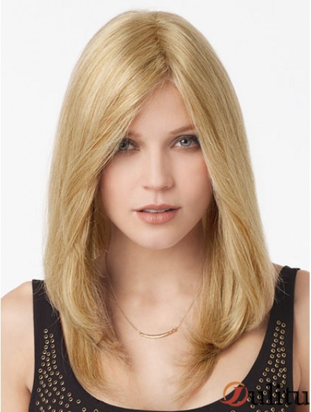 Blonde longue grande droite sans frange perruques en dentelle